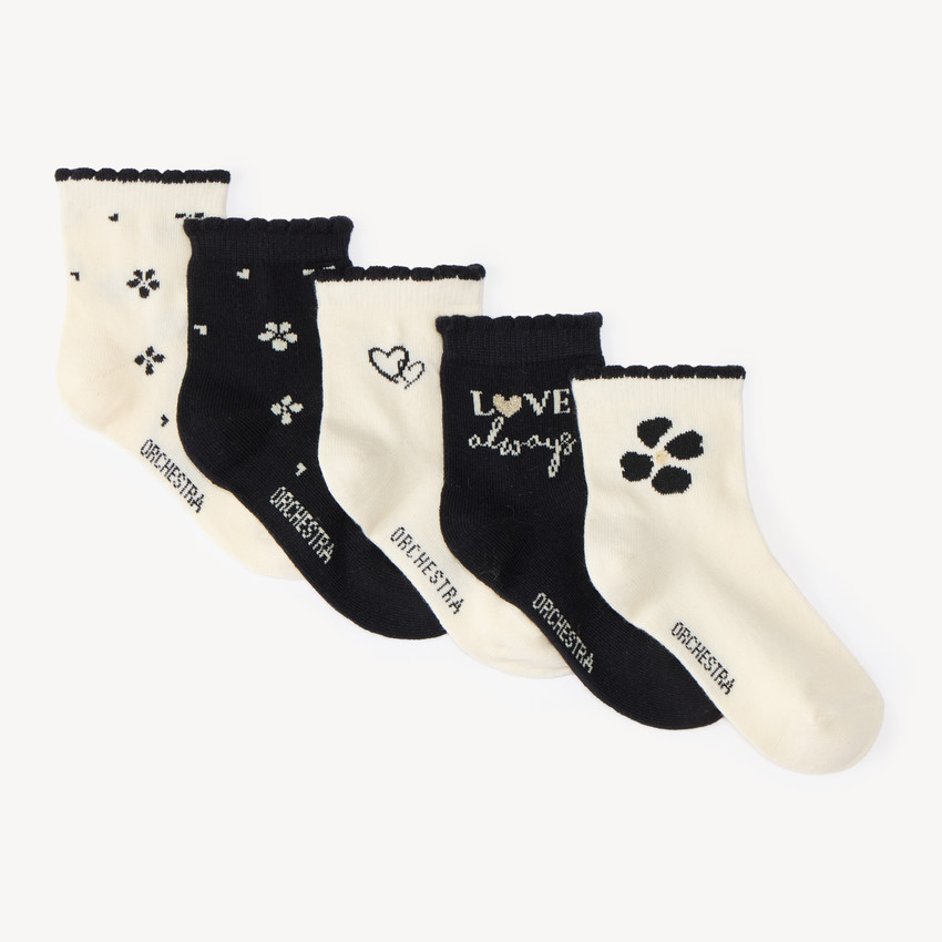 Set de 5 calcetines para niñas con estampado de flores 
