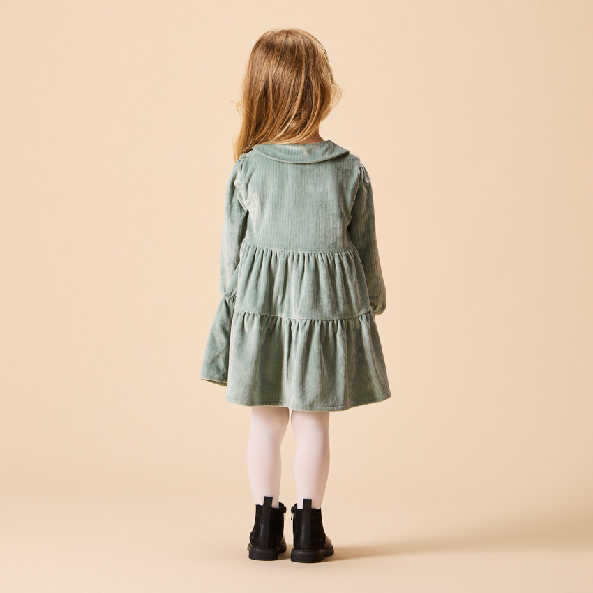 Ropa de terciopelo acanalado con volantes y mangas largas para bebé niña 