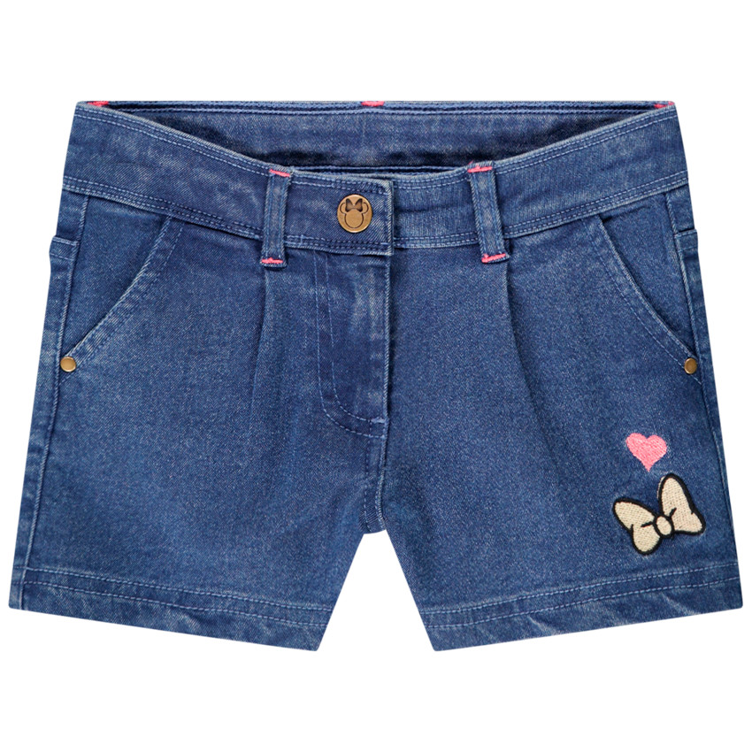 Short denim avec broderies Minnie Disney pour fille 