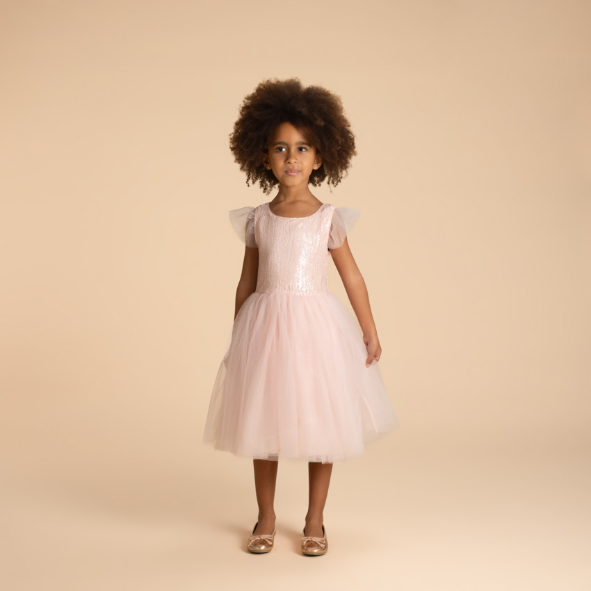 Vestido de manga corta de tul y lentejuelas para niña  Additional Vestido de manga corta de tul y lentejuelas para niña