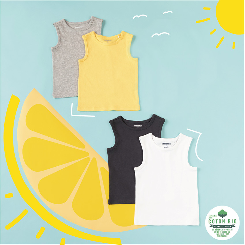 Lote de 2 camisetas sin mangas de algodón para bebé niño 