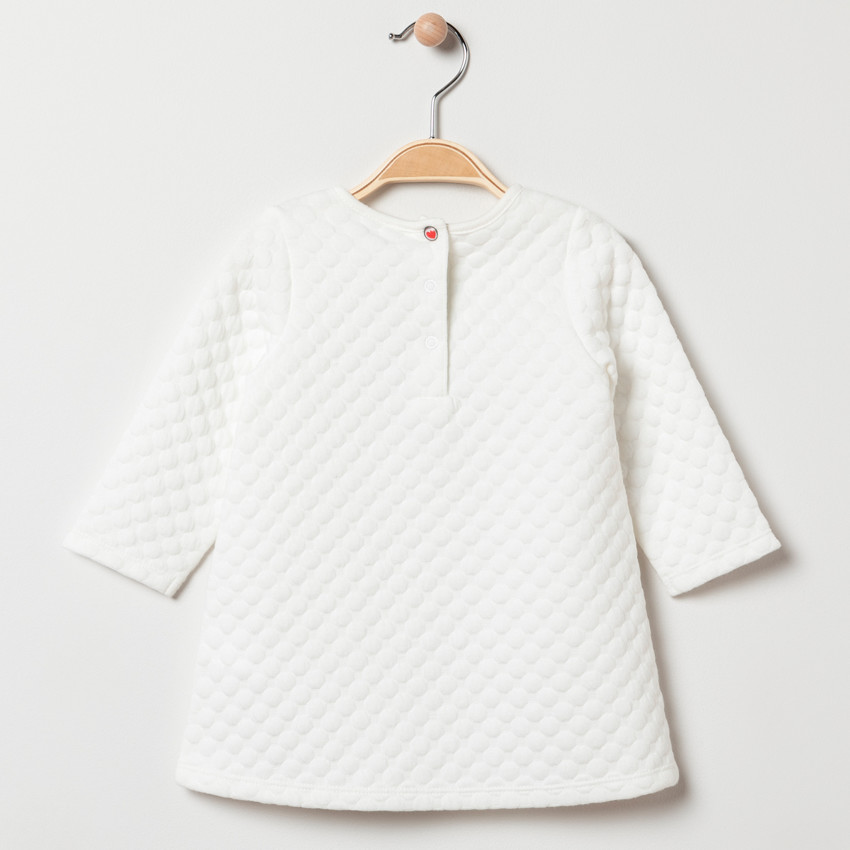 Vestido manga larga de felpa motivo bordado pájaro 