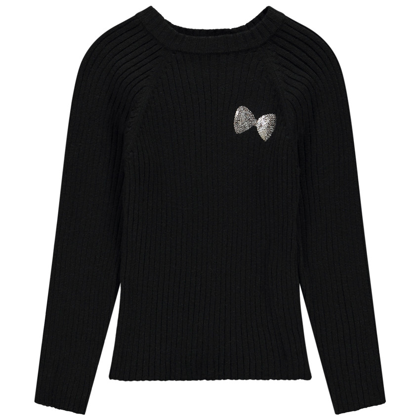 Jersey de punto liso con bordado de lentejuelas para niña 