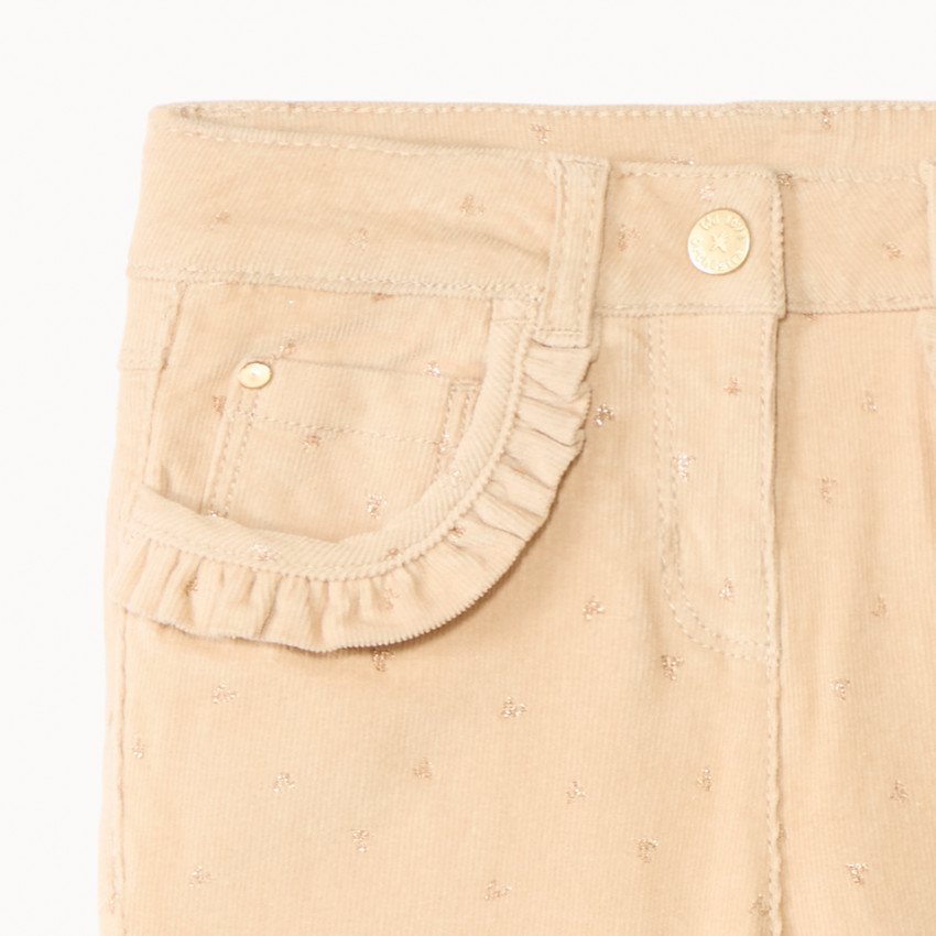 Pantalón de terciopelo con forro e estampado de corazones para bebé niña 