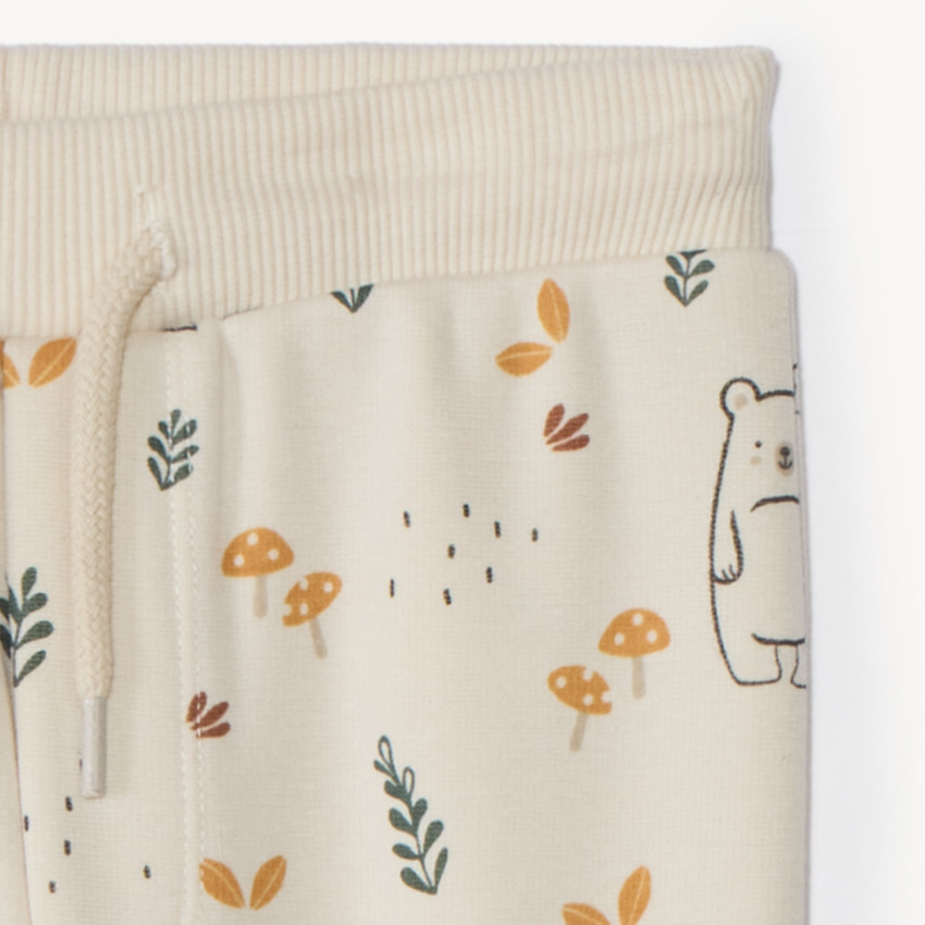 Pantalón de chándal de felpa con estampado de naturaleza para bebé niño. 