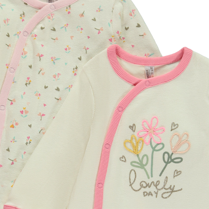 Lote de 2 peleles florales para bebé niña con aperturas diferentes según la edad 