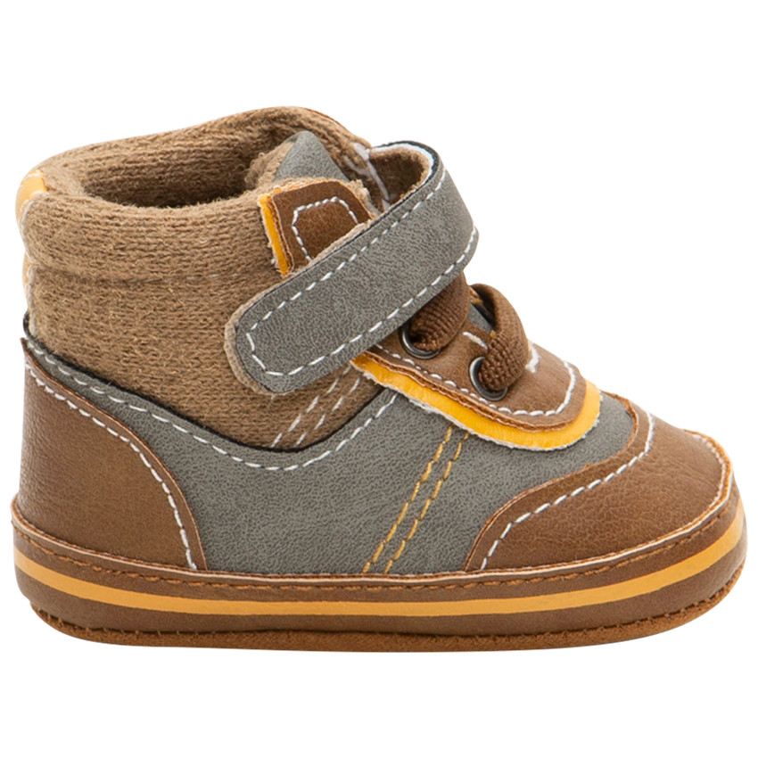 Patucos flexibles de dos materiales con cordones y velcro 