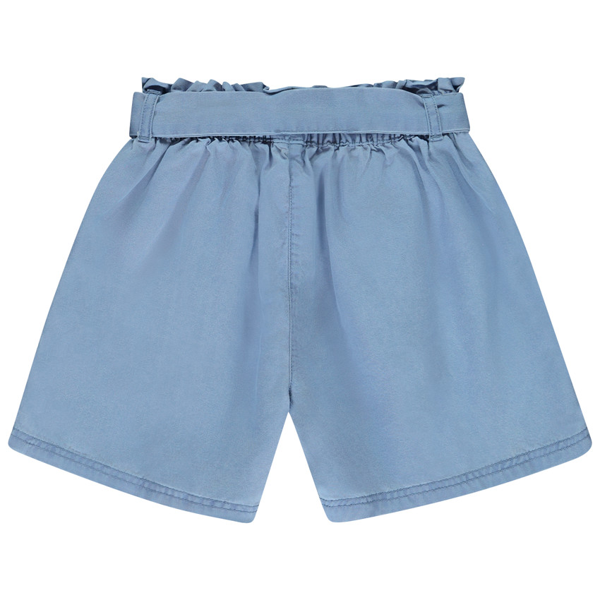 Short de tiro alto en Twill con cinturón para atar para niña 