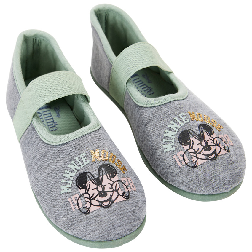 Zapatillas de casa grises con elástico y estampado de Minnie Disney para niña 