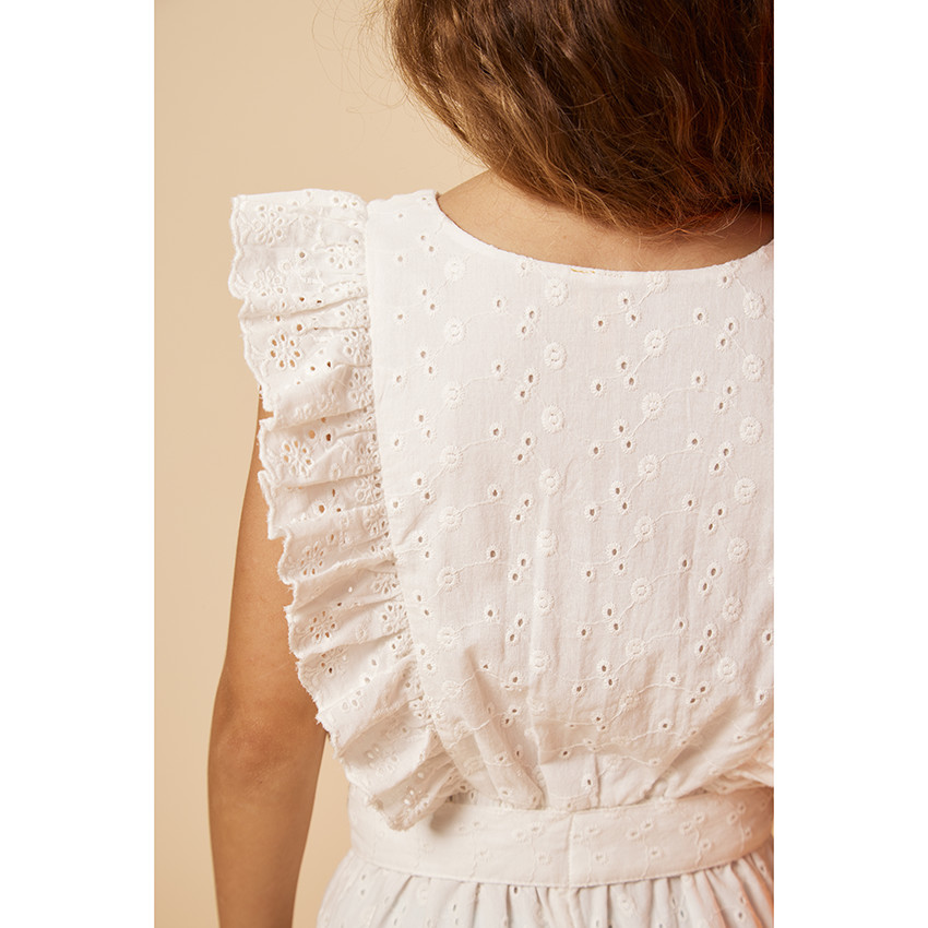Vestido largo de brodería inglesa para niña 