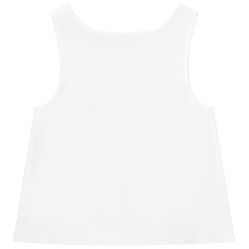 Camiseta sin mangas de jersey con detalles de croché para niña 