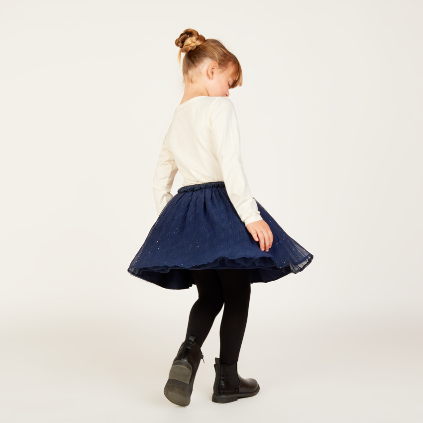 Camiseta de manga larga con estampado brillante y strass para niña 