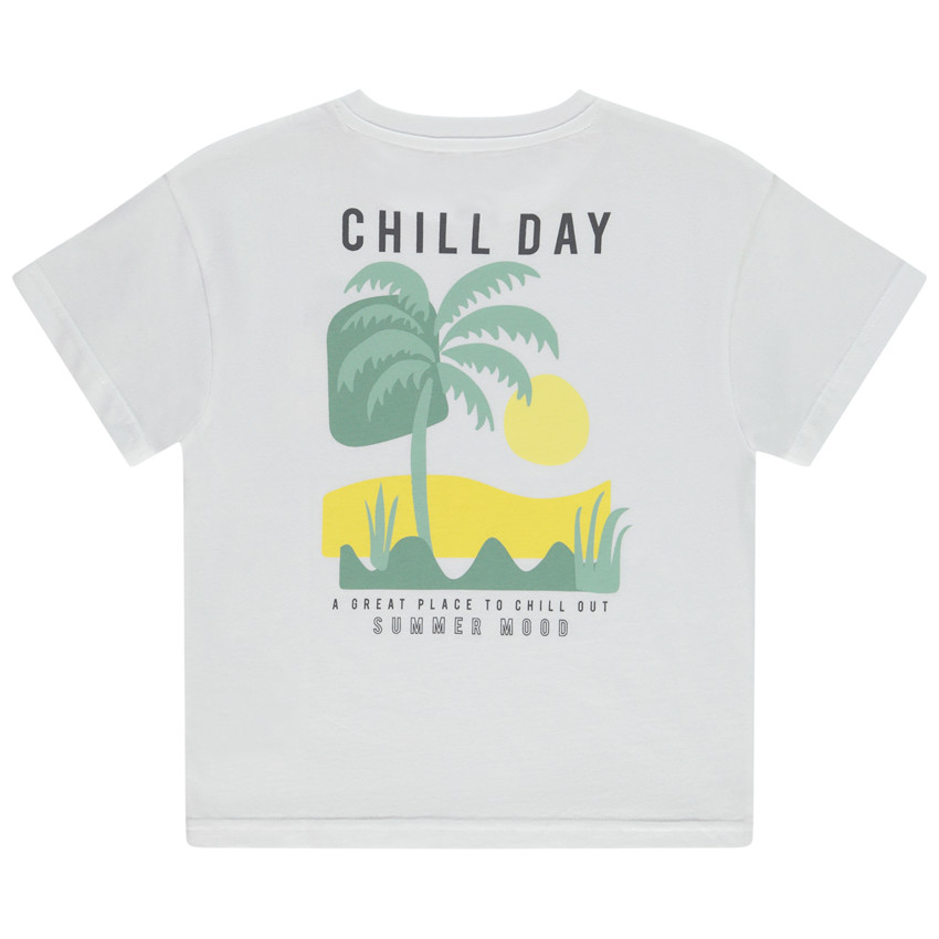 Camiseta manga corta lisa con estampado de atardecer para niño 