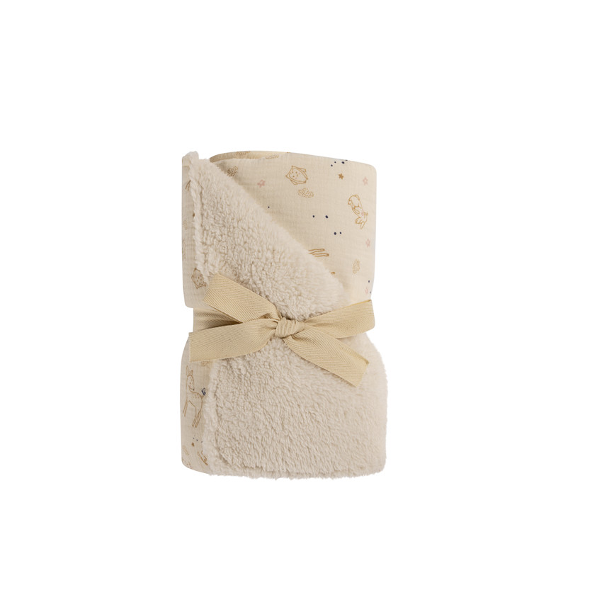 Cobertor reversible de sherpa/gasa 80 x 110 cm Little Deer 