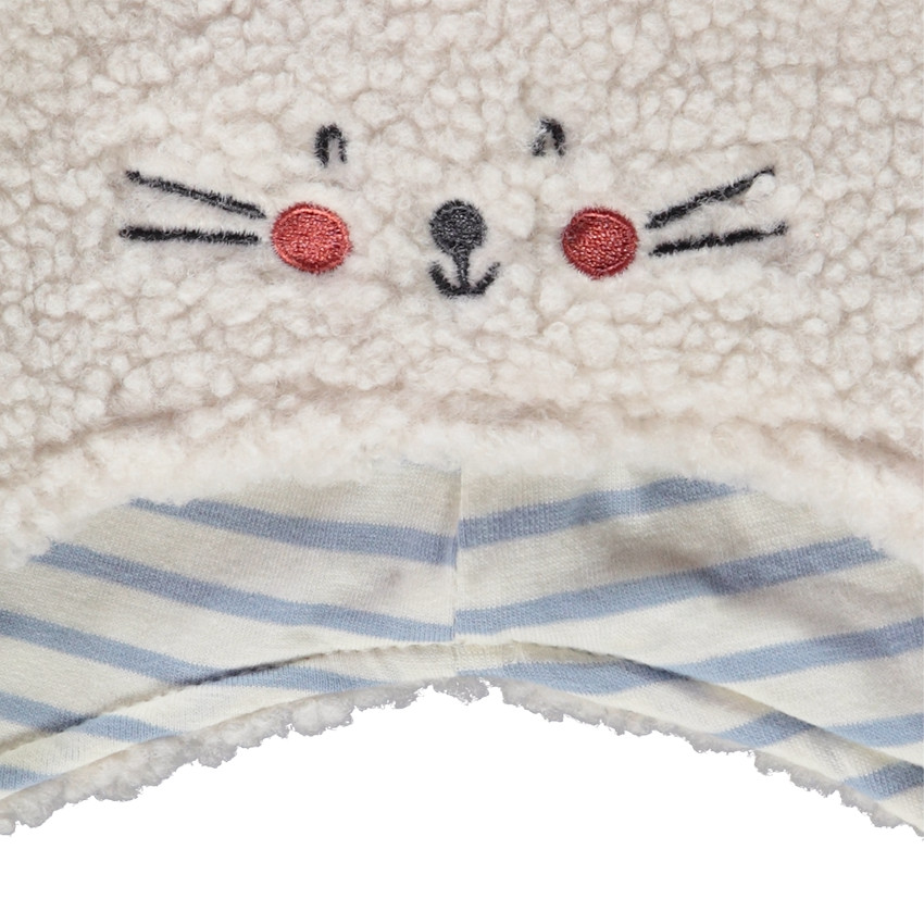 Bonnet en sherpa moutonné broderies chat pour bébé garçon Main Bonnet en sherpa moutonné broderies chat pour bébé garçon