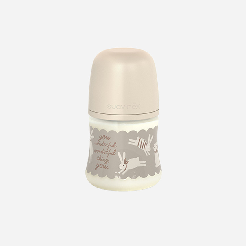 Biberón con tetina fisiológica SX PRO S 150ml Wonderland Conejos beige 
