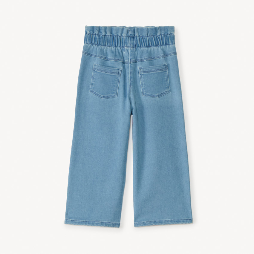 Jeans anchos con cintura elástica y bordado de flores para niña bebé 