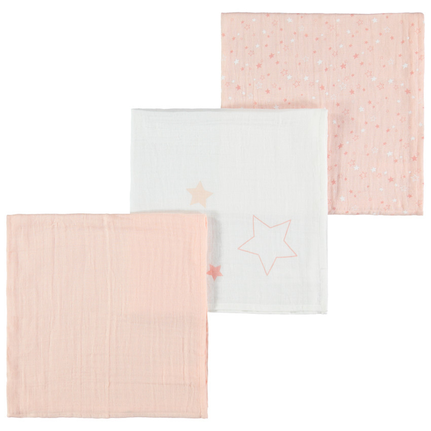 Pack de 3 muselinas de gasa de algodón con estampado de estrellas 