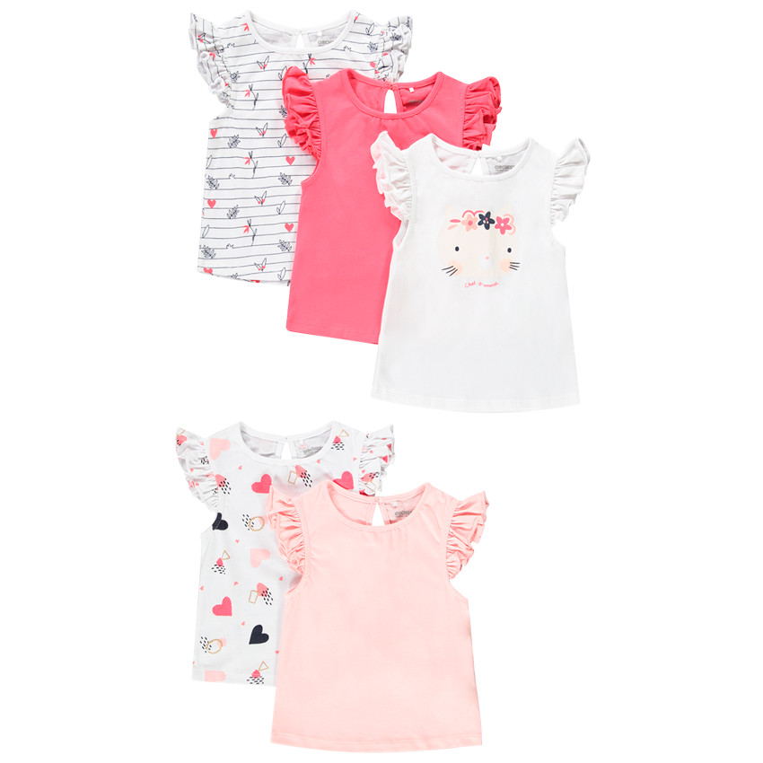 Lot de 5 t-shirts manches courtes pour bébé fille 