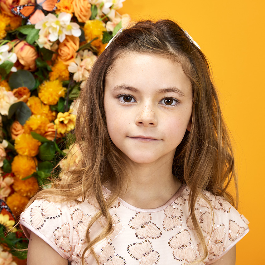 Robe de ceremonia en tul con mariposas de lentejuelas para niña 