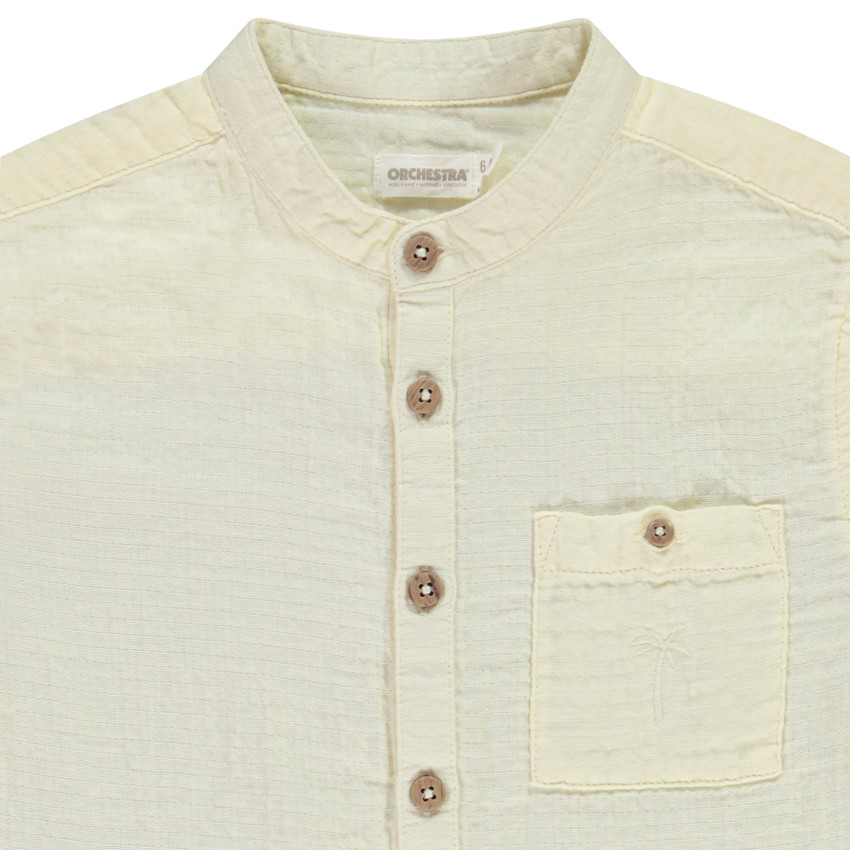 Camisa de manga corta unicolor de gasa de algodón para niño 