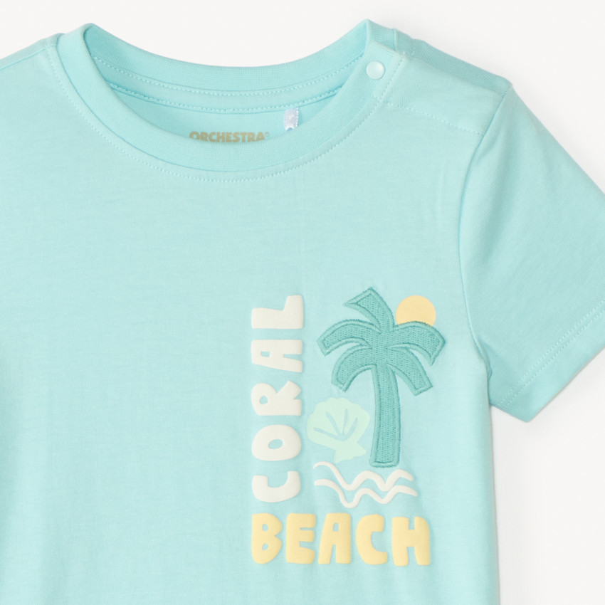 Camiseta de manga corta con estampado de palmera para bebé niño. 