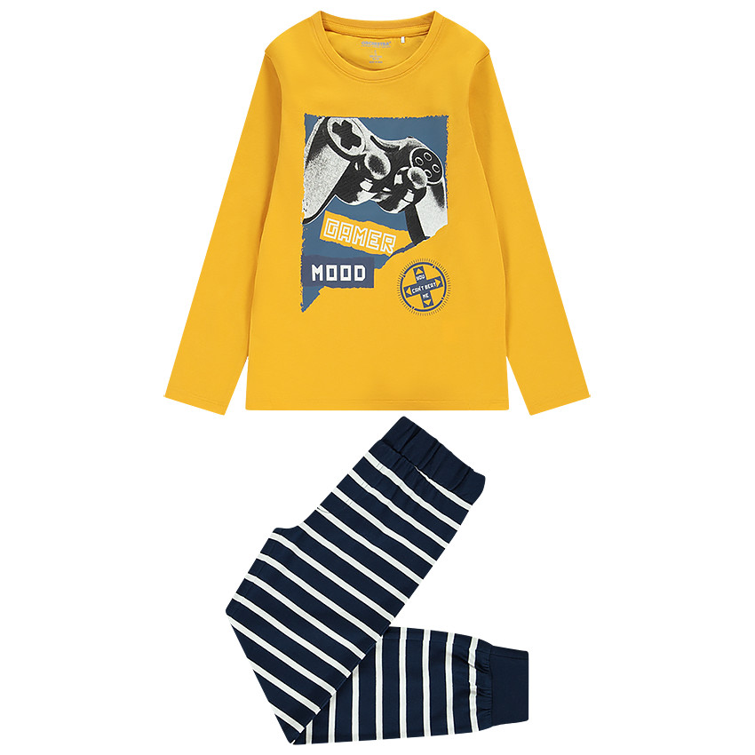 Pijama de algodón con estampado de mando de juegos para niño 