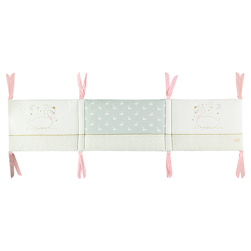 Protector de cama de popelina acolchado con estampado de cisnes 