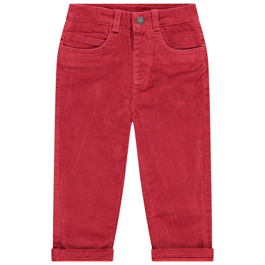 Pantalon rouge en velours ras doublé jersey 
