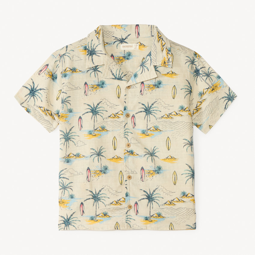 Camisa de manga corta con estampado tropical para niño 