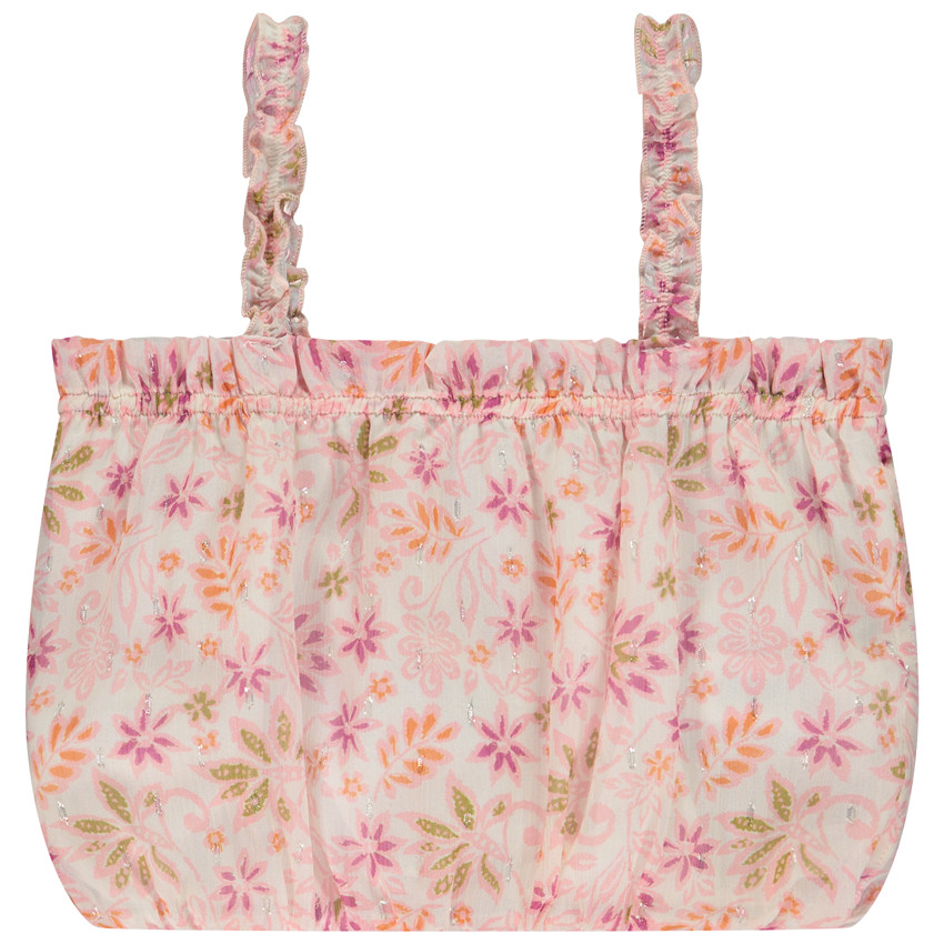 Crop top efecto globo estampado floral niña 