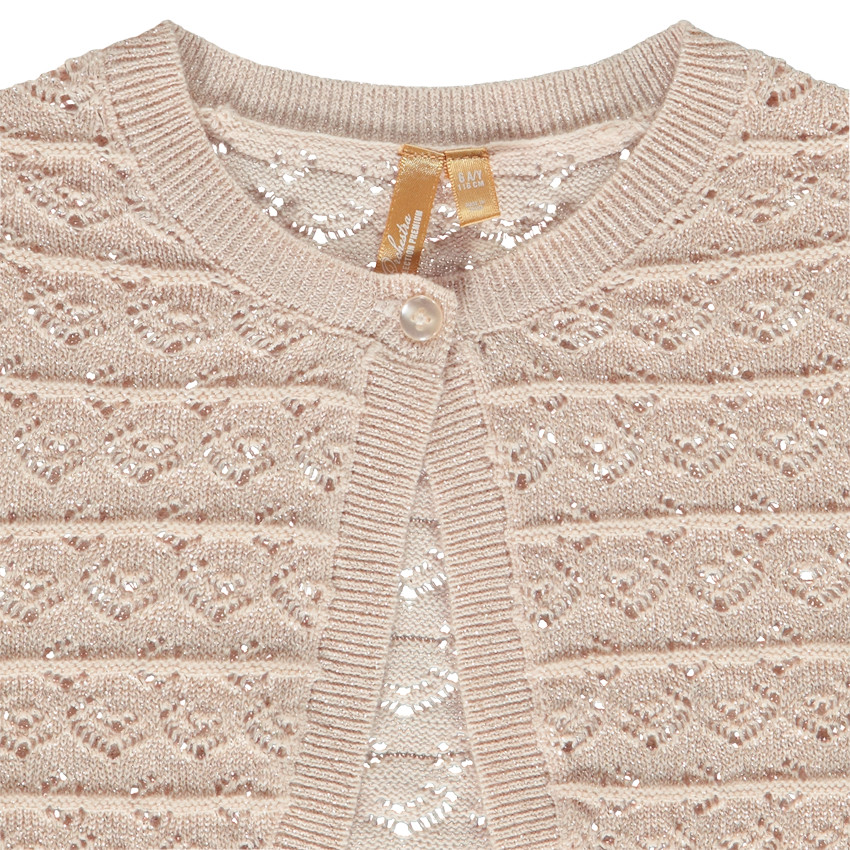 Chaleco bolero de punto calado y brillante para niña 