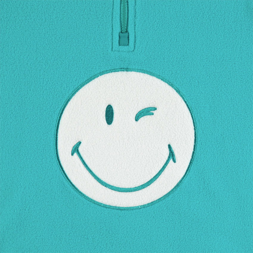 Sudadera de polar con SmileyWorld bordado y cuello con cremallera 