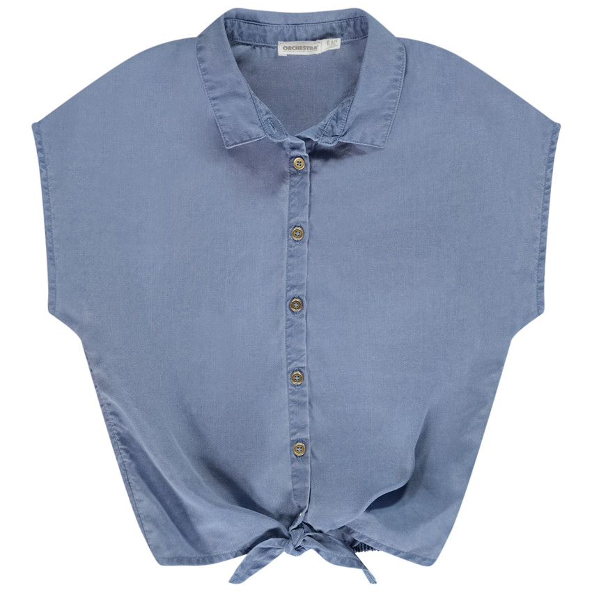 Camisa de manga corta para niña con lazo 