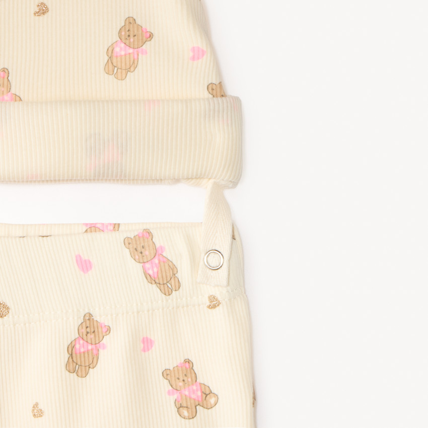 Conjunto de pijama corto de 2 piezas con camiseta + short con estampado de ositos para bebé niña (acabados diferentes según la edad) 