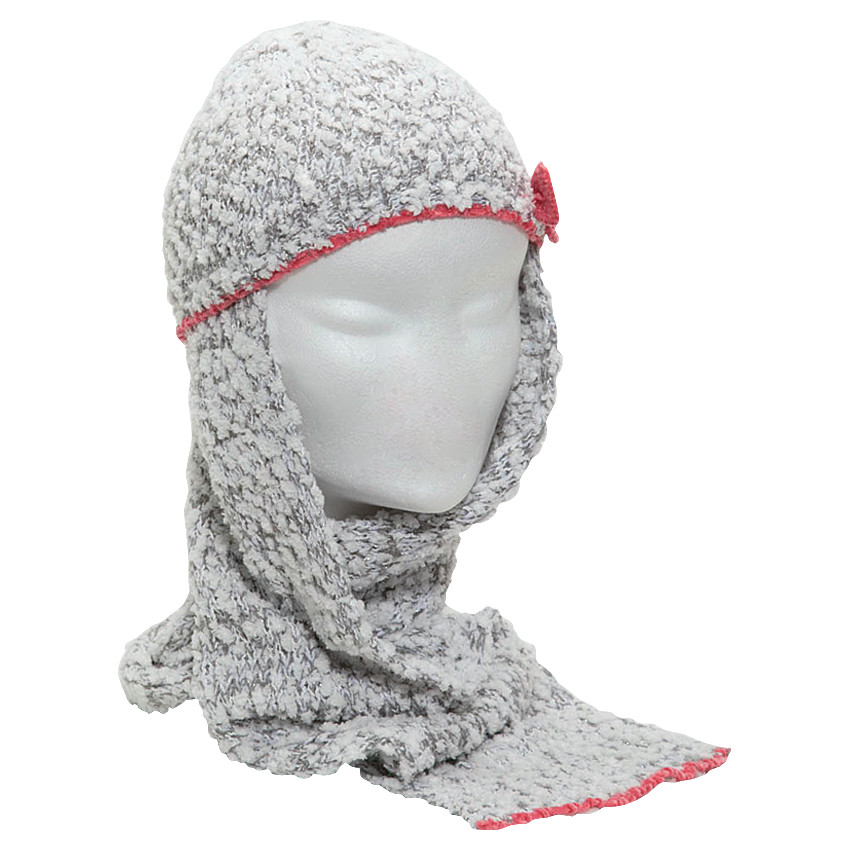 Gorro con bufanda de punto efecto popcorno con lazo que contrasta  Additional Gorro con bufanda de punto efecto popcorno con lazo que contrasta