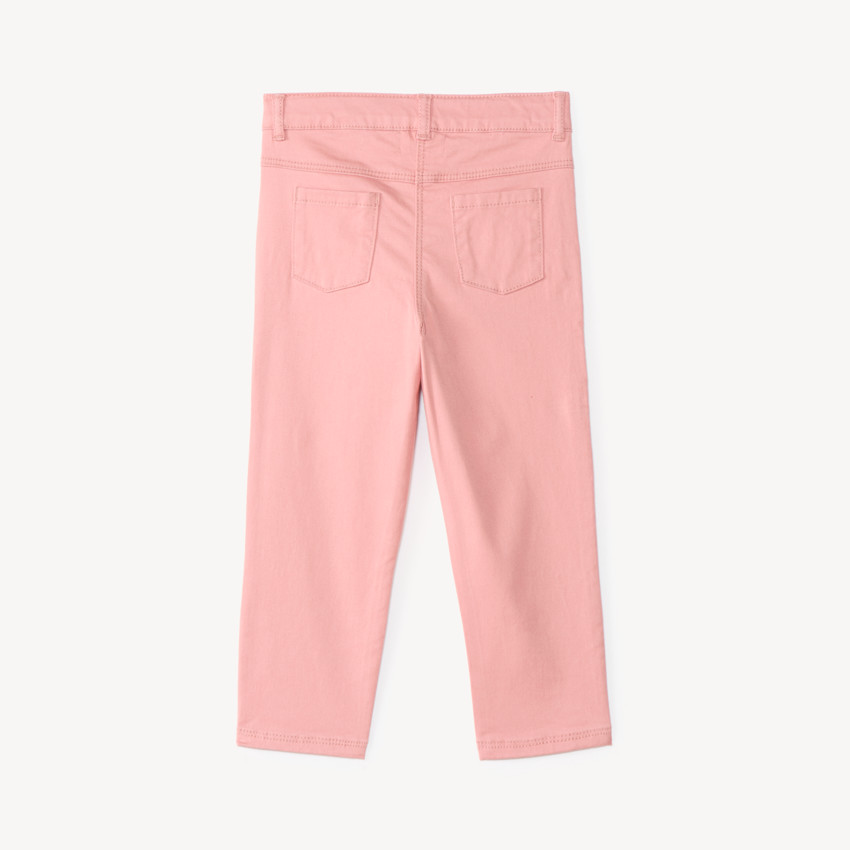 Pantalón slim para bebé niña en sarga lisa 