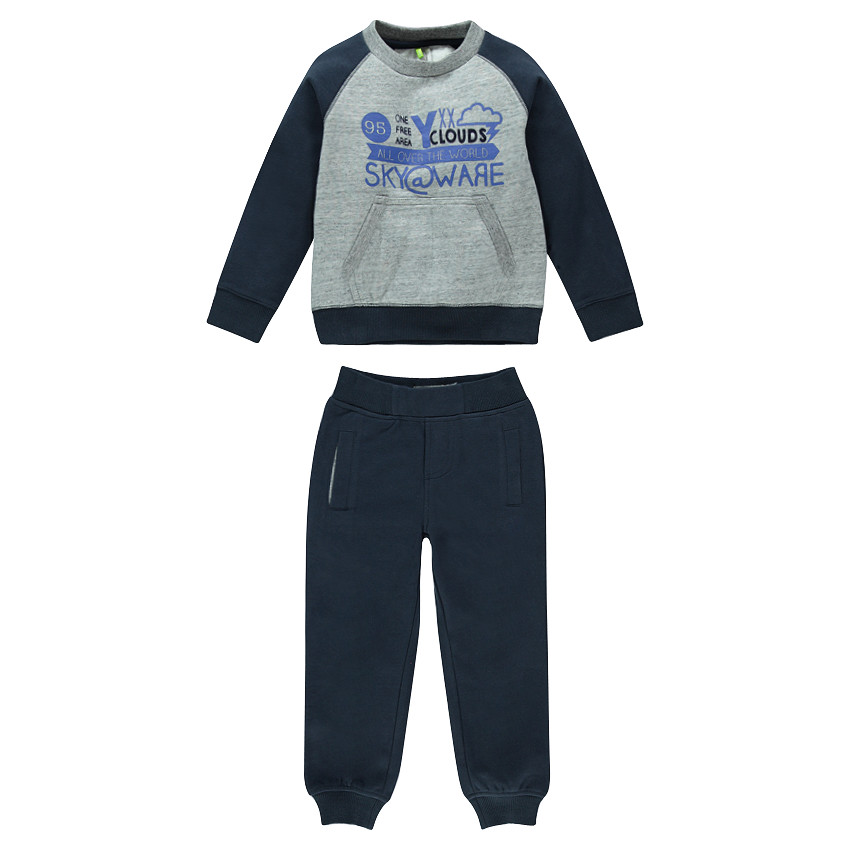 Chándal de felpa bicolor con estampados con inscripciones 