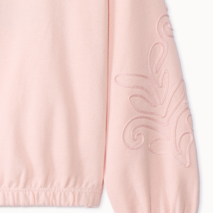 Sudadera de felpa lisa con cording en las mangas para niña 