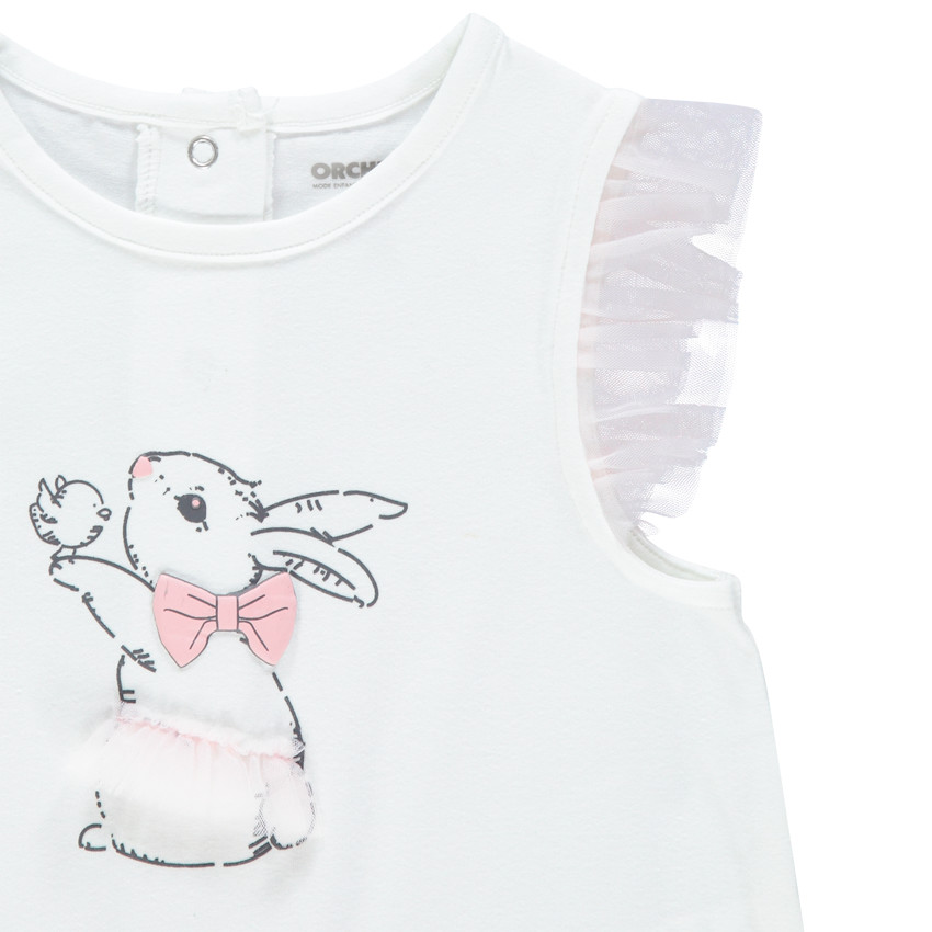 Pack de 2 peleles cortos con mangas de tul y estampado fantasía  Additional Pack de 2 peleles cortos con mangas de tul y estampado fantasía