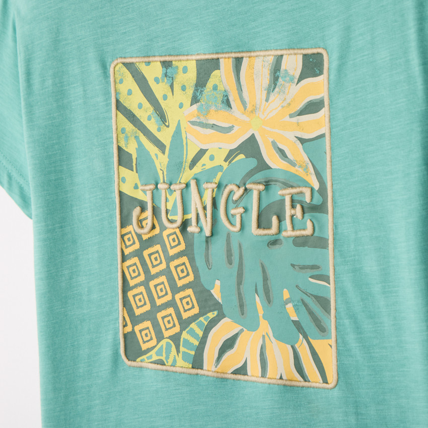 Camiseta de manga corta con estampado tropical fantasía para niño 