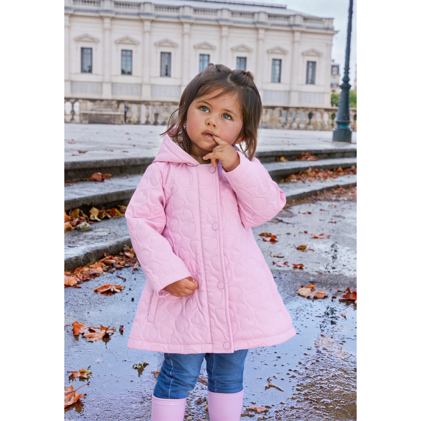 Parka de bebé niña acolchada con corazones 