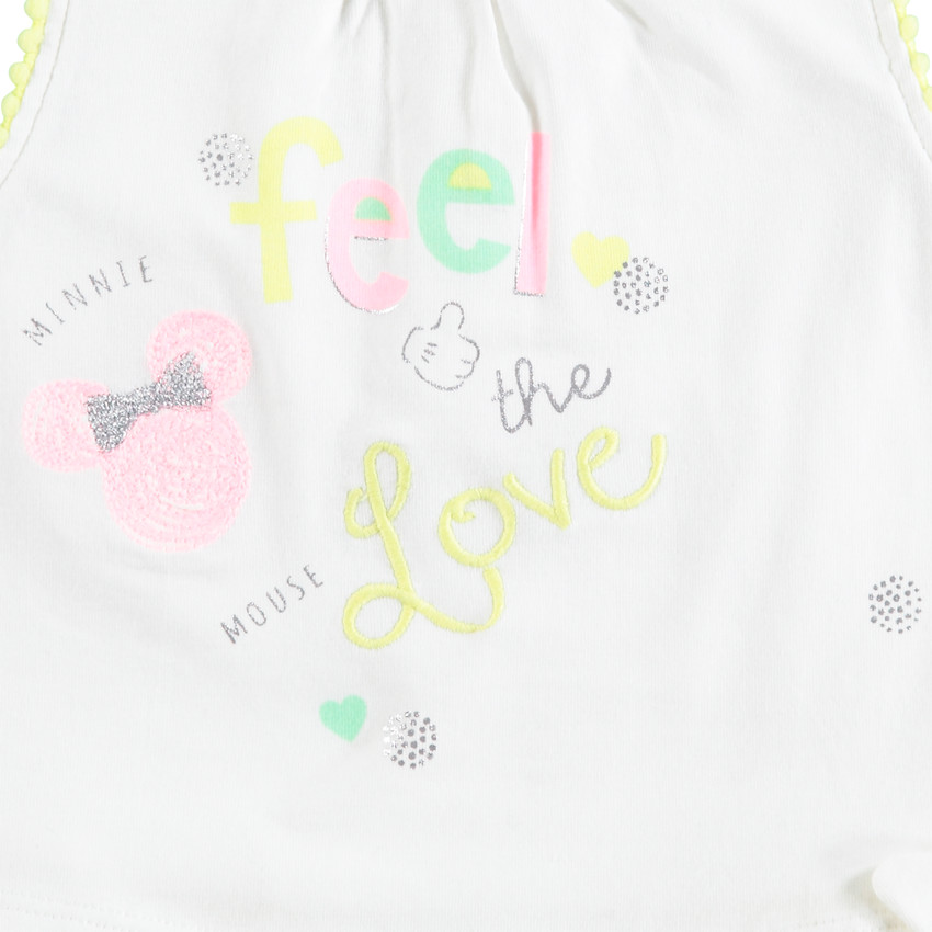 Vestido sin mangas con Minnie estampada ©Disney y brazo de rayas 