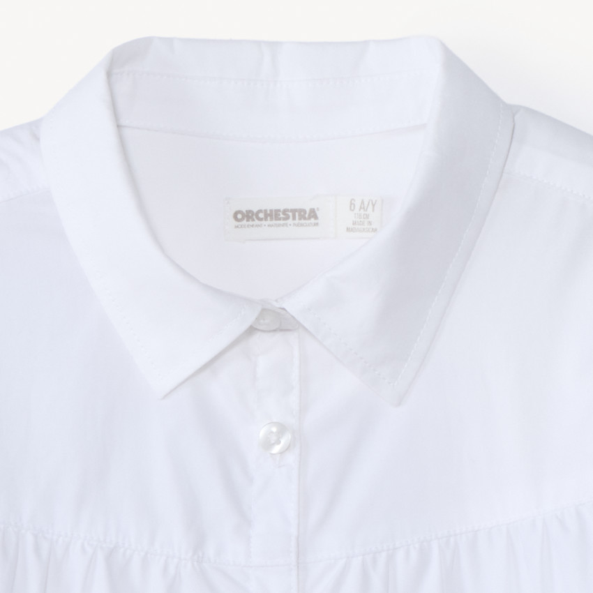 Camisa de manga larga en popelina lisa para niña 