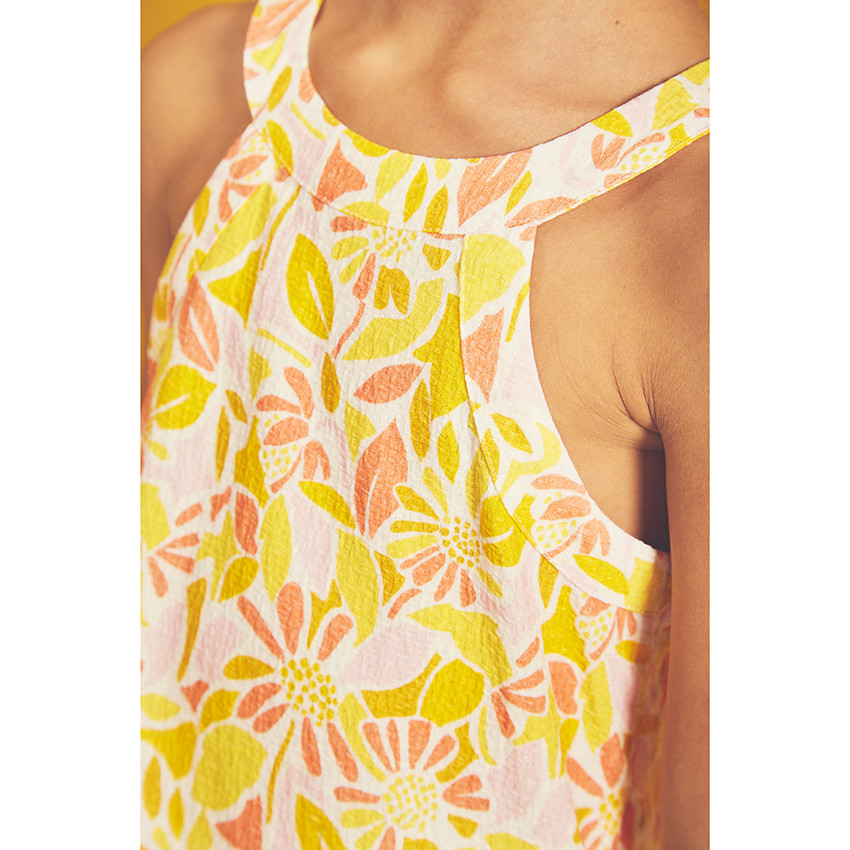 Vestido de tirantes con estampado floral retro niña 