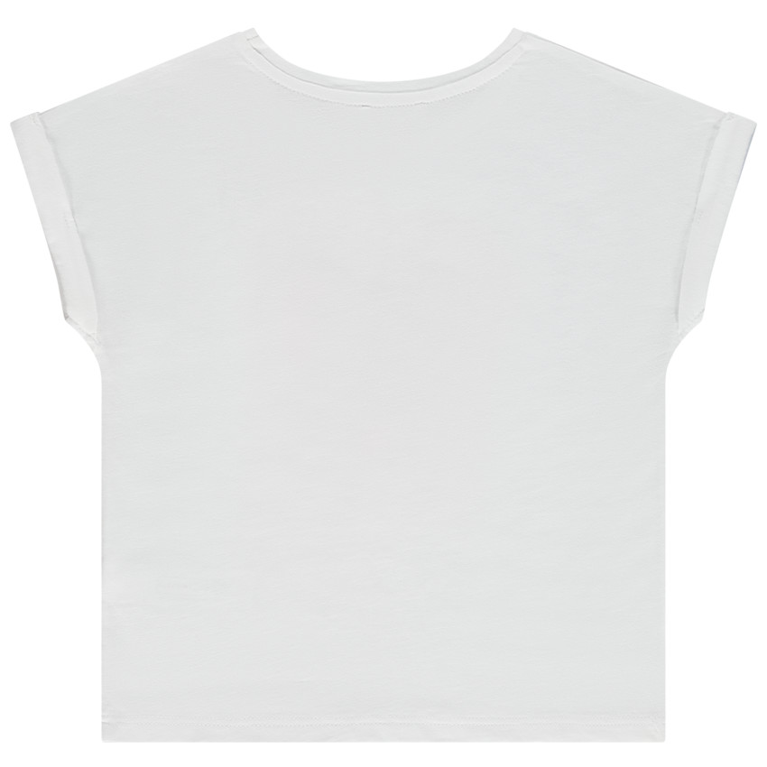 Camiseta de manga corta con motivo de corazón bordado y brillante para niña 