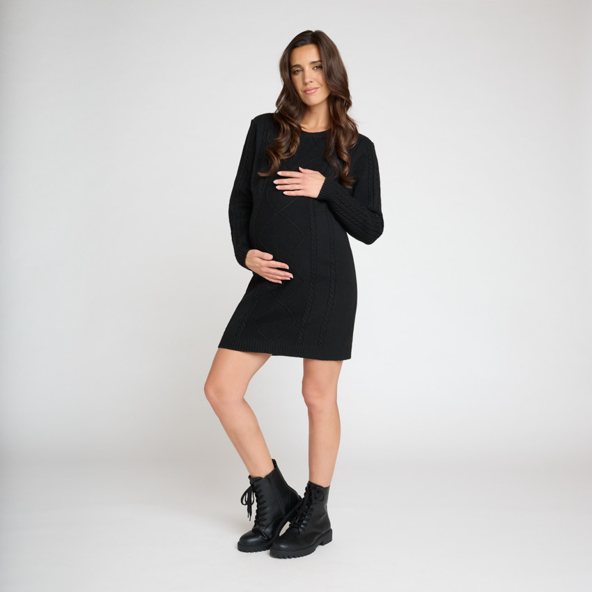 Vestido de manga larga de punto liso para mujer 