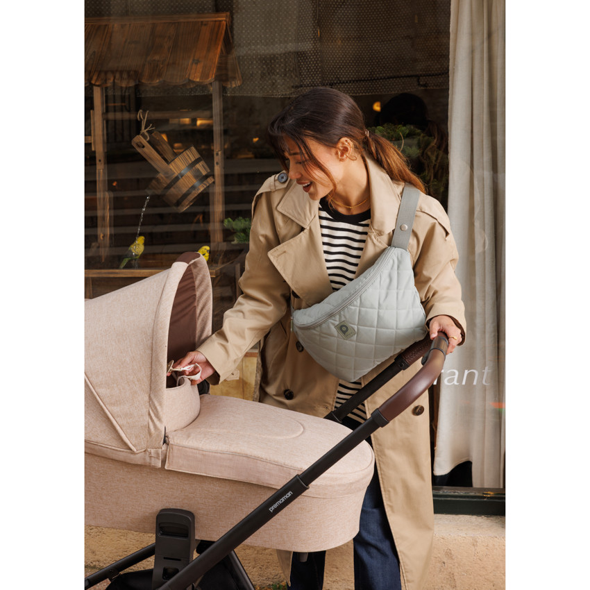 Riñonera cambiador acolchada Stockholm verde con cambiador incluido 