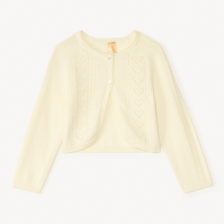 Bolero de manga larga de punto calado para niña bebé 
