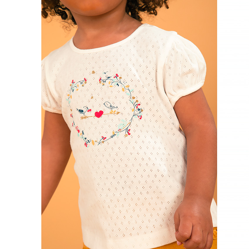 T-shirt manches courtes en maille pointelle pour bébé fille 